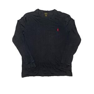 Polo Ralph Lauren Mens XL Black Long Sleeve Shirt Red Pony Custom Fit